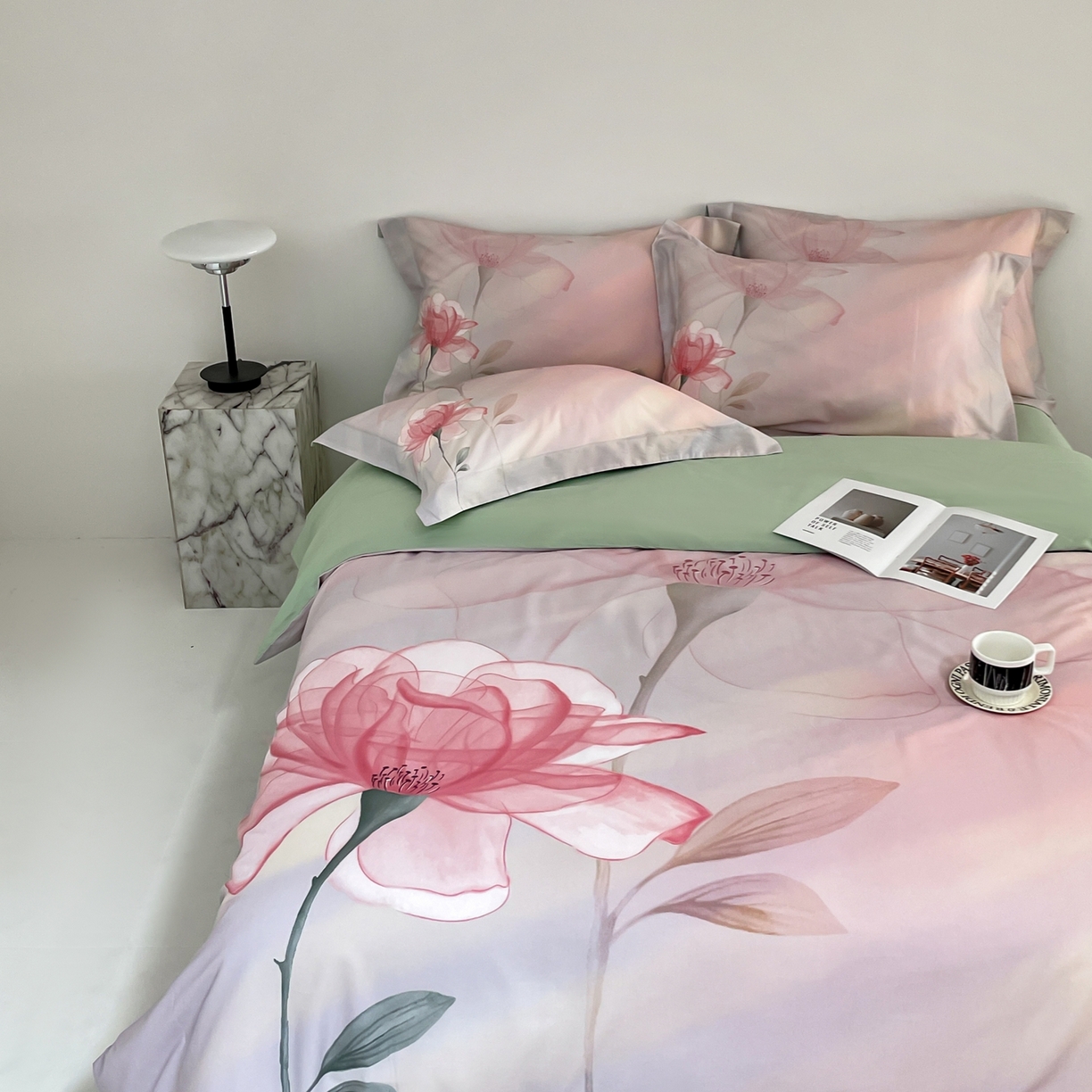 91家纺网 家纺一手货源 找家纺 金奇达家纺 2026新款茧养天丝棉四件套-朝颜（标准号全网控价（折后券后）不低于268元) 朝颜-水云粉