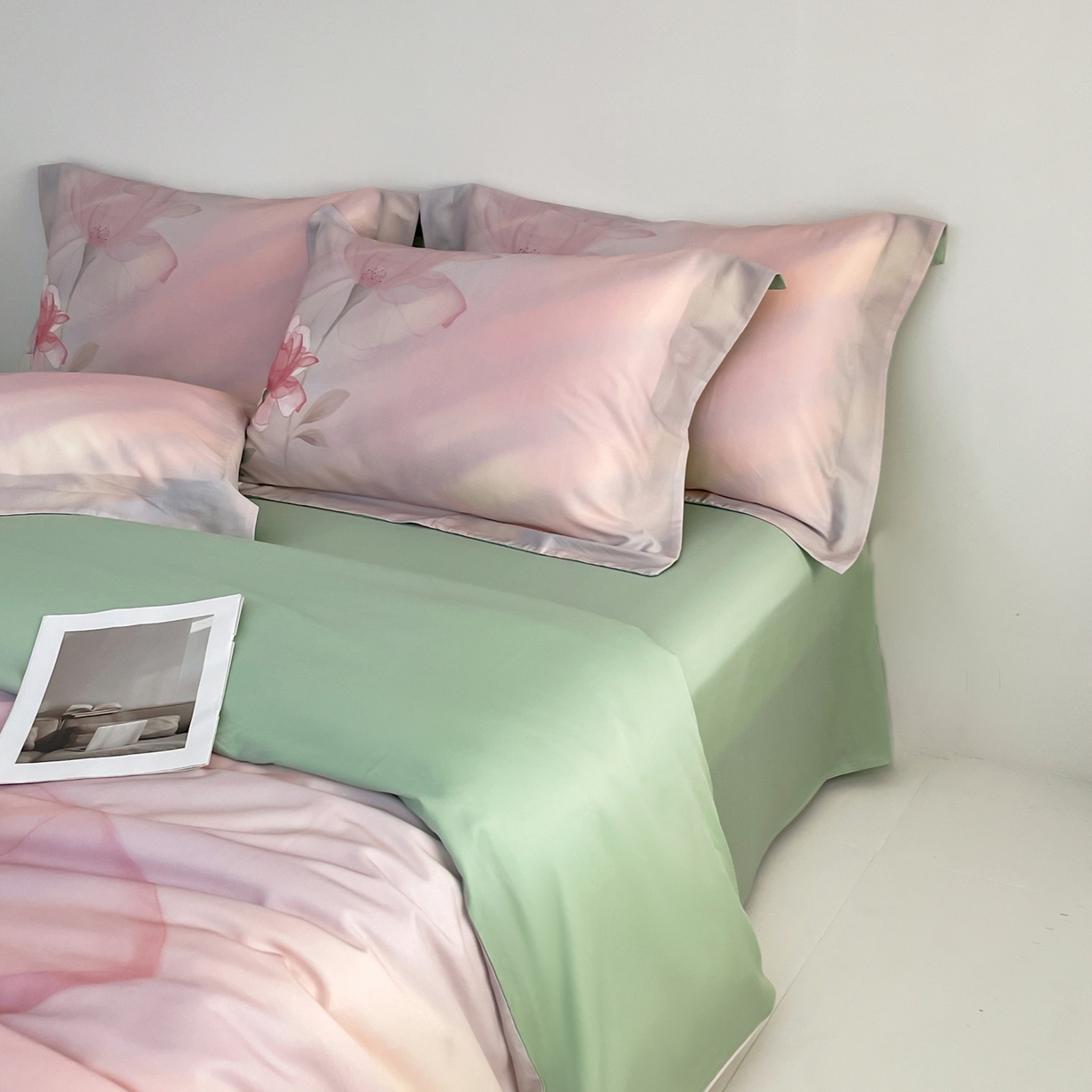 91家纺网 家纺一手货源 找家纺 金奇达家纺 2026新款茧养天丝棉四件套-朝颜（标准号全网控价（折后券后）不低于268元) 朝颜-水云粉