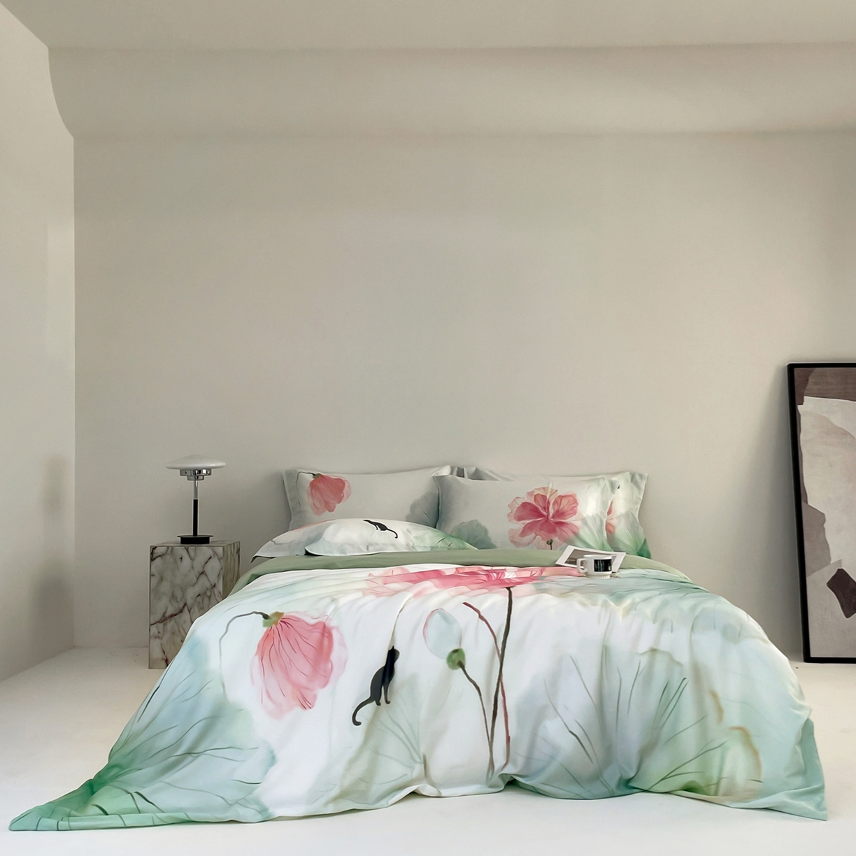 91家纺网 家纺一手货源 找家纺 金奇达家纺 2026新款茧养天丝棉四件套-朝颜（标准号全网控价（折后券后）不低于268元) 朝颜-水云绿