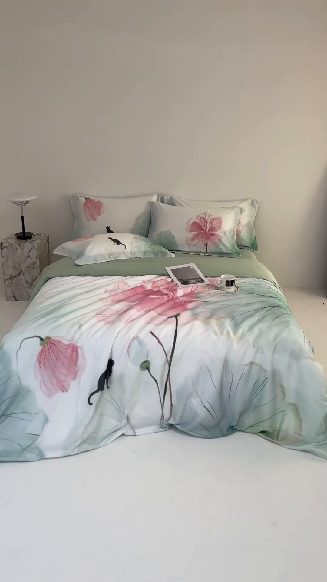 91家纺网 家纺一手货源 找家纺 金奇达家纺 2026新款茧养天丝棉四件套-朝颜（标准号全网控价（折后券后）不低于268元) 朝颜-水云绿