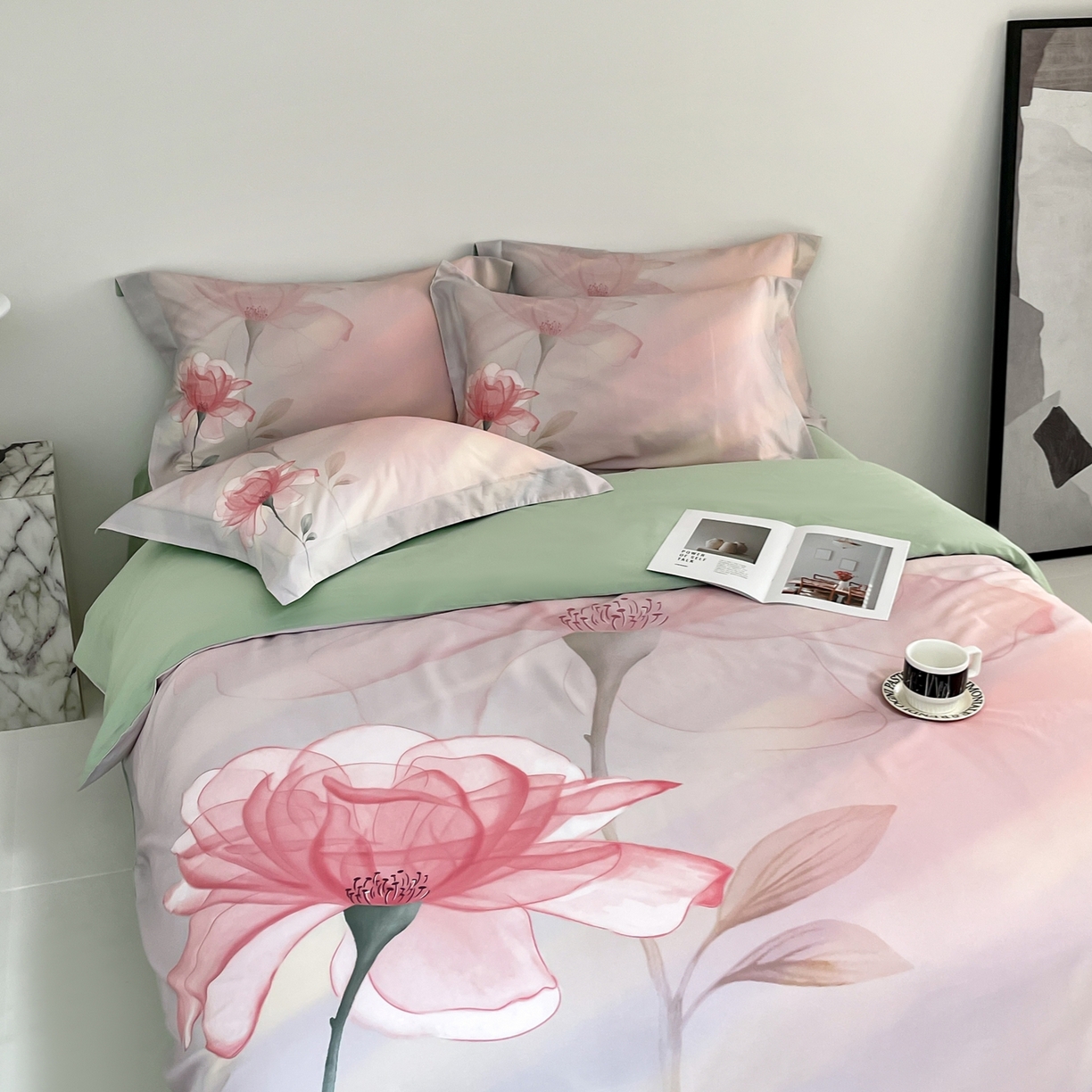 91家纺网 家纺一手货源 找家纺 （总）金奇达家纺 2026新款茧养天丝棉四件套-朝颜（标准号全网控价（折后券后）不低于268元)