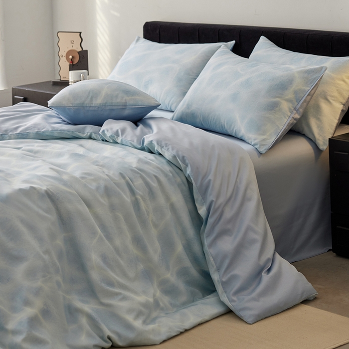金奇达家纺 2026新款轻氧水光天丝棉四件套-赫莲伊(标准号全网控价（折后券后）不低于 268元） 浣溪沙-水蓝