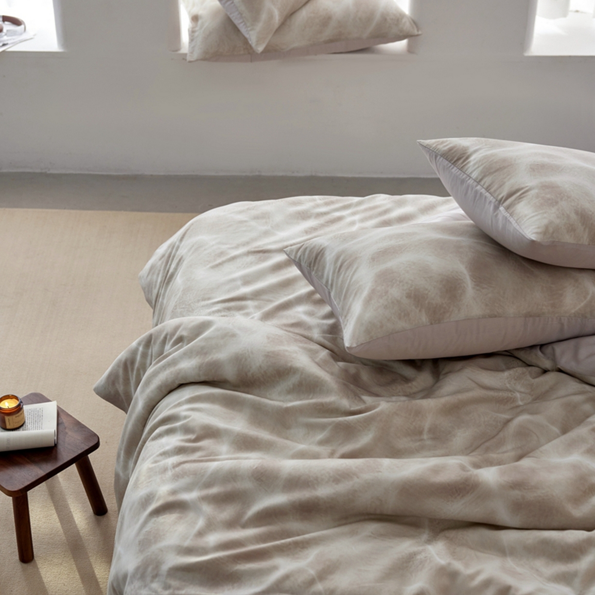 91家纺网 家纺一手货源 找家纺 金奇达家纺 2026新款轻氧水光天丝棉四件套-赫莲伊(标准号全网控价（折后券后）不低于 268元） 浣溪沙-椰奶色