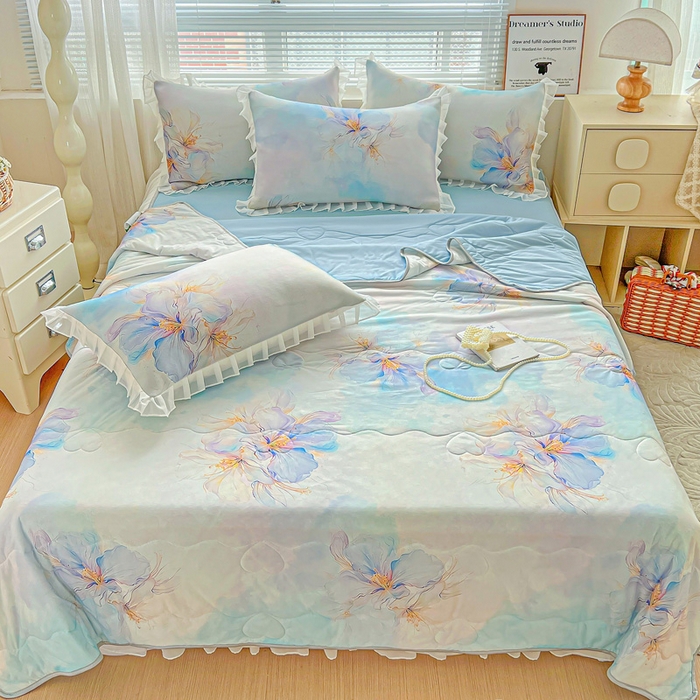 91家纺网 家纺一手货源 找家纺 栩裕纺织 2026新款（常年不断货）夏被凉感丝包边夏凉被跑量款空调被礼品被 馨韵