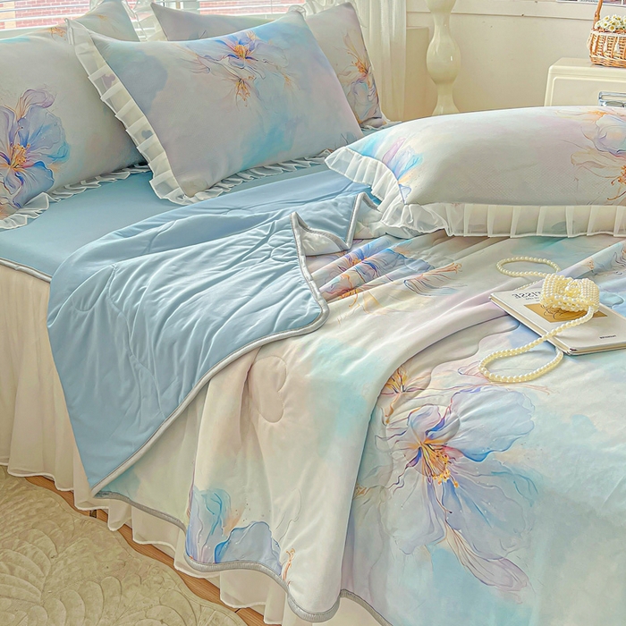 91家纺网 家纺一手货源 找家纺 栩裕纺织 2026新款（常年不断货）夏被凉感丝包边夏凉被跑量款空调被礼品被 馨韵