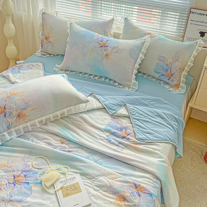 91家纺网 家纺一手货源 找家纺 栩裕纺织 2026新款（常年不断货）夏被凉感丝包边夏凉被跑量款空调被礼品被 馨韵