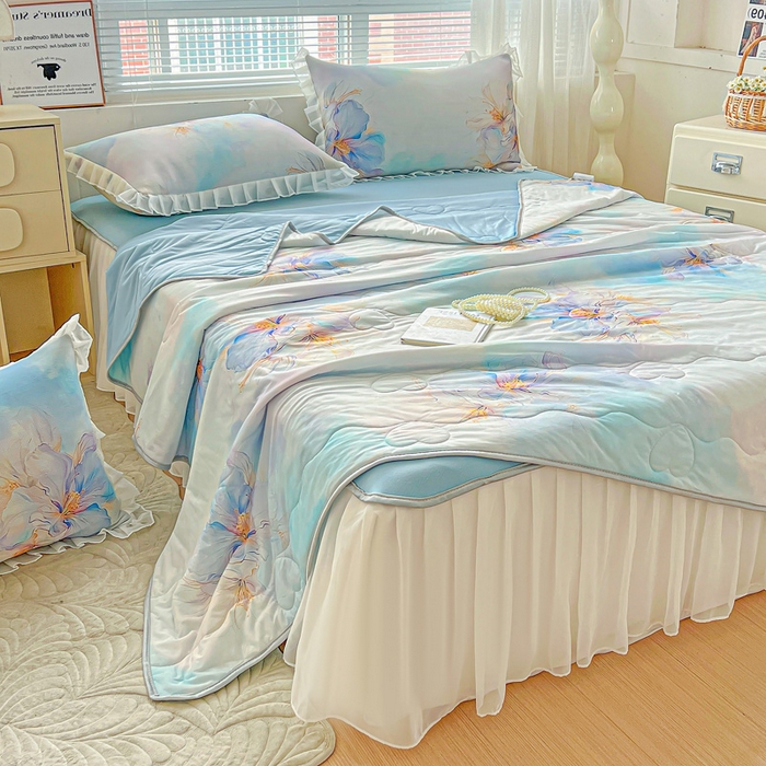 91家纺网 家纺一手货源 找家纺 栩裕纺织 2026新款（常年不断货）夏被凉感丝包边夏凉被跑量款空调被礼品被 馨韵