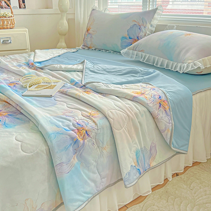 91家纺网 家纺一手货源 找家纺 栩裕纺织 2026新款（常年不断货）夏被凉感丝包边夏凉被跑量款空调被礼品被 馨韵