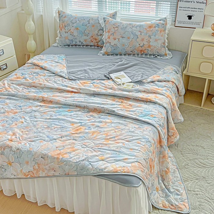 91家纺网 家纺一手货源 找家纺 栩裕纺织 2026新款（常年不断货）夏被凉感丝包边夏凉被跑量款空调被礼品被 春花秋实