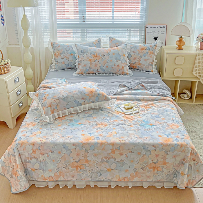 91家纺网 家纺一手货源 找家纺 栩裕纺织 2026新款（常年不断货）夏被凉感丝包边夏凉被跑量款空调被礼品被 春花秋实