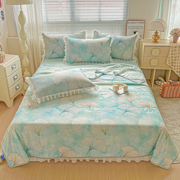 91家纺网 家纺一手货源 找家纺 栩裕纺织 2026新款（常年不断货）夏被凉感丝包边夏凉被跑量款空调被礼品被 银杏漫舞