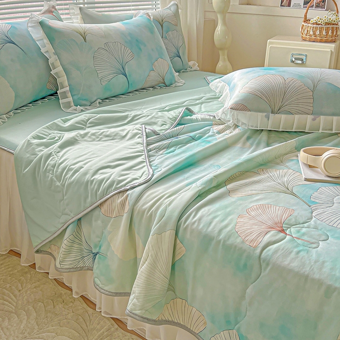 91家纺网 家纺一手货源 找家纺 栩裕纺织 2026新款（常年不断货）夏被凉感丝包边夏凉被跑量款空调被礼品被 银杏漫舞