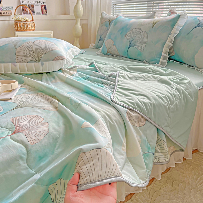 91家纺网 家纺一手货源 找家纺 栩裕纺织 2026新款（常年不断货）夏被凉感丝包边夏凉被跑量款空调被礼品被 银杏漫舞