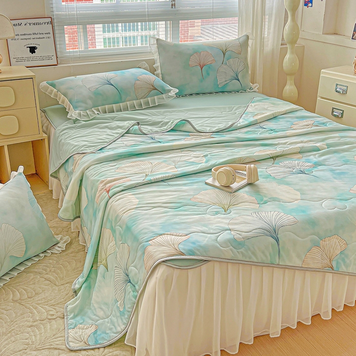 91家纺网 家纺一手货源 找家纺 栩裕纺织 2026新款（常年不断货）夏被凉感丝包边夏凉被跑量款空调被礼品被 银杏漫舞