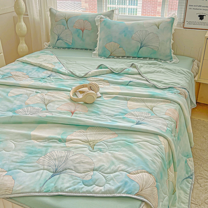 91家纺网 家纺一手货源 找家纺 栩裕纺织 2026新款（常年不断货）夏被凉感丝包边夏凉被跑量款空调被礼品被 银杏漫舞