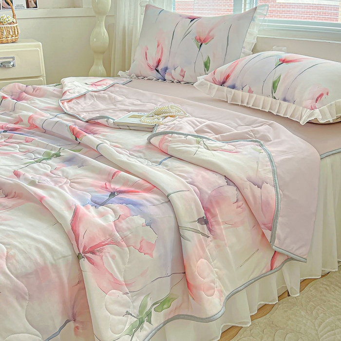 91家纺网 家纺一手货源 找家纺 栩裕纺织 2026新款（常年不断货）夏被凉感丝包边夏凉被跑量款空调被礼品被 梦思-红