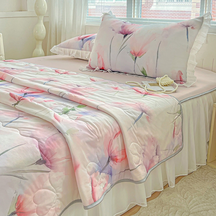 91家纺网 家纺一手货源 找家纺 栩裕纺织 2026新款（常年不断货）夏被凉感丝包边夏凉被跑量款空调被礼品被 梦思-红