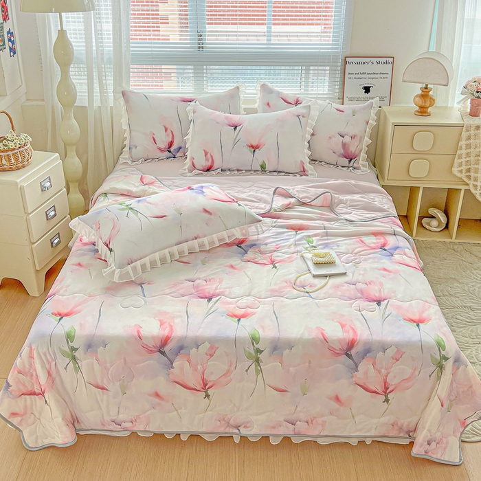 91家纺网 家纺一手货源 找家纺 栩裕纺织 2026新款（常年不断货）夏被凉感丝包边夏凉被跑量款空调被礼品被 梦思-红