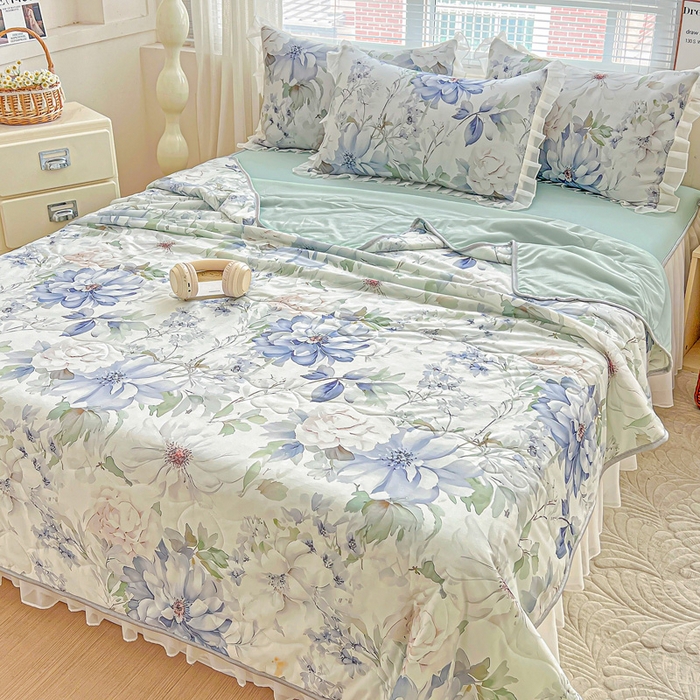 91家纺网 家纺一手货源 找家纺 栩裕纺织 2026新款（常年不断货）夏被凉感丝包边夏凉被跑量款空调被礼品被 繁花