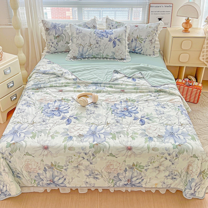 91家纺网 家纺一手货源 找家纺 栩裕纺织 2026新款（常年不断货）夏被凉感丝包边夏凉被跑量款空调被礼品被 繁花