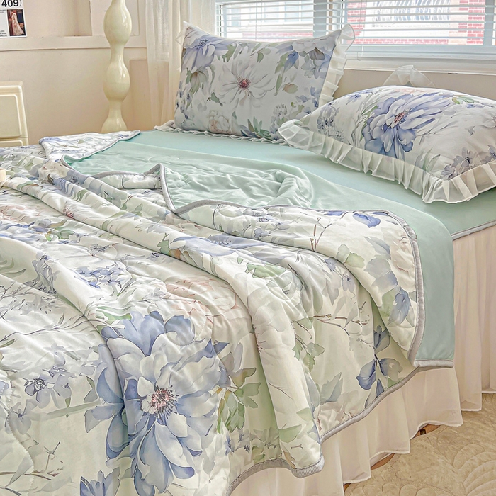 91家纺网 家纺一手货源 找家纺 栩裕纺织 2026新款（常年不断货）夏被凉感丝包边夏凉被跑量款空调被礼品被 繁花