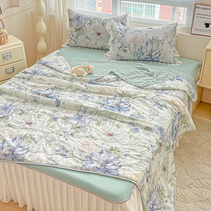 91家纺网 家纺一手货源 找家纺 栩裕纺织 2026新款（常年不断货）夏被凉感丝包边夏凉被跑量款空调被礼品被 繁花