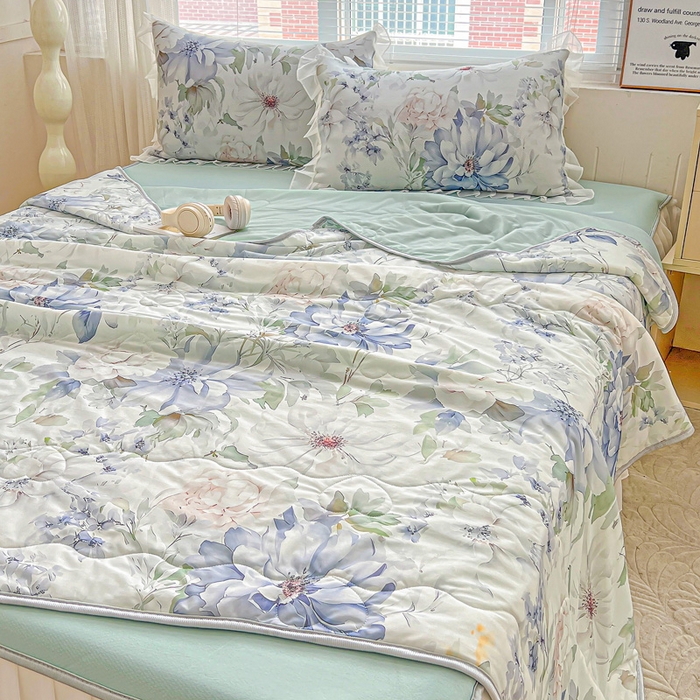 91家纺网 家纺一手货源 找家纺 栩裕纺织 2026新款（常年不断货）夏被凉感丝包边夏凉被跑量款空调被礼品被 繁花