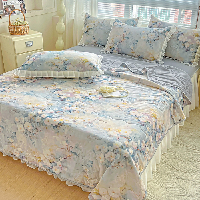 91家纺网 家纺一手货源 找家纺 栩裕纺织 2026新款（常年不断货）夏被凉感丝包边夏凉被跑量款空调被礼品被 花谷