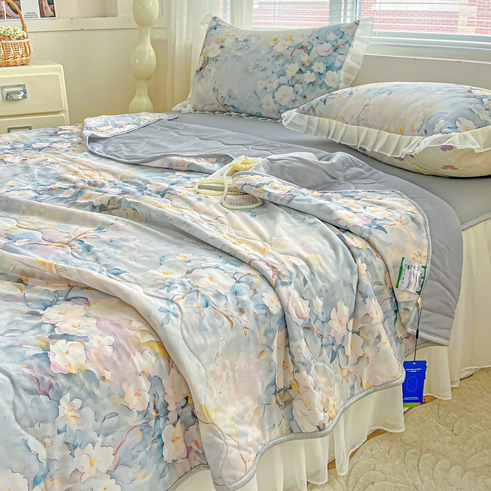 91家纺网 家纺一手货源 找家纺 栩裕纺织 2026新款（常年不断货）夏被凉感丝包边夏凉被跑量款空调被礼品被 花谷