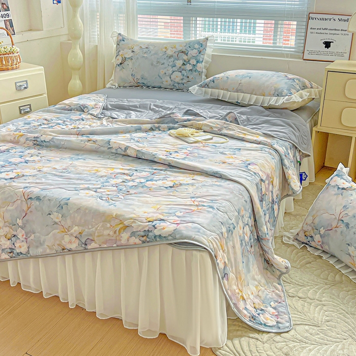 91家纺网 家纺一手货源 找家纺 栩裕纺织 2026新款（常年不断货）夏被凉感丝包边夏凉被跑量款空调被礼品被 花谷