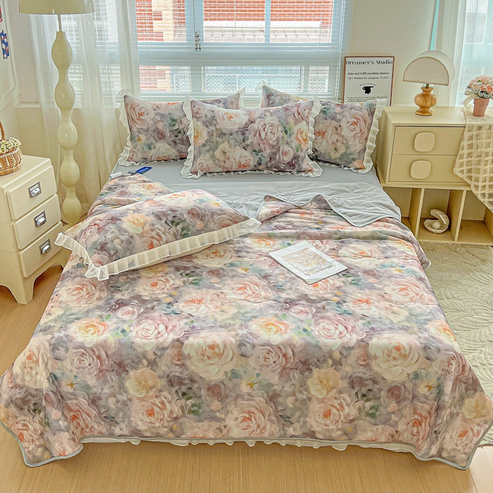 91家纺网 家纺一手货源 找家纺 栩裕纺织 2026新款（常年不断货）夏被凉感丝包边夏凉被跑量款空调被礼品被 莫妮卡