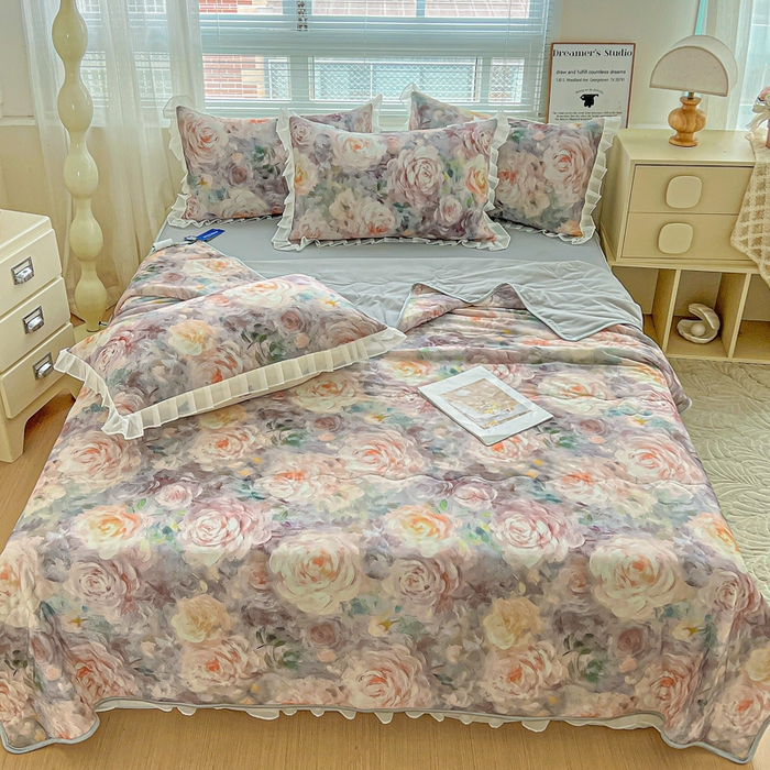 91家纺网 家纺一手货源 找家纺 栩裕纺织 2026新款（常年不断货）夏被凉感丝包边夏凉被跑量款空调被礼品被 莫妮卡