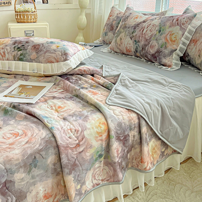 91家纺网 家纺一手货源 找家纺 栩裕纺织 2026新款（常年不断货）夏被凉感丝包边夏凉被跑量款空调被礼品被 莫妮卡