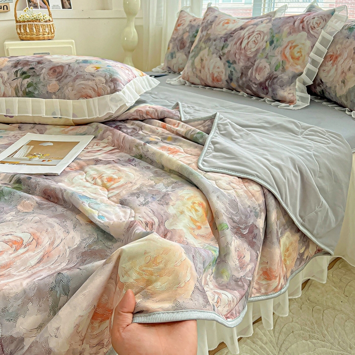 91家纺网 家纺一手货源 找家纺 栩裕纺织 2026新款（常年不断货）夏被凉感丝包边夏凉被跑量款空调被礼品被 莫妮卡