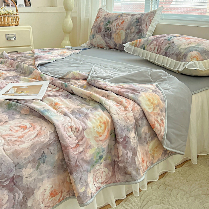 91家纺网 家纺一手货源 找家纺 栩裕纺织 2026新款（常年不断货）夏被凉感丝包边夏凉被跑量款空调被礼品被 莫妮卡