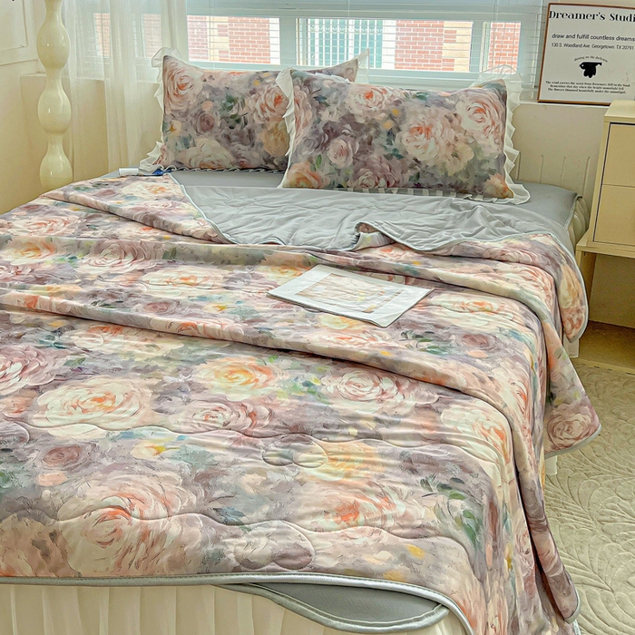 91家纺网 家纺一手货源 找家纺 栩裕纺织 2026新款（常年不断货）夏被凉感丝包边夏凉被跑量款空调被礼品被 莫妮卡