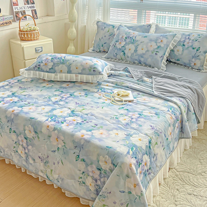 91家纺网 家纺一手货源 找家纺 栩裕纺织 2026新款（常年不断货）夏被凉感丝包边夏凉被跑量款空调被礼品被 柔情似水