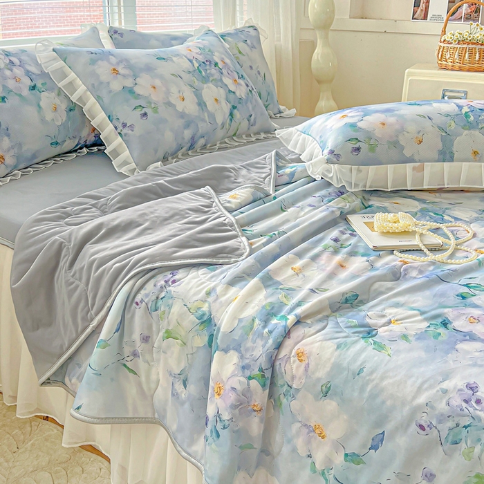 91家纺网 家纺一手货源 找家纺 栩裕纺织 2026新款（常年不断货）夏被凉感丝包边夏凉被跑量款空调被礼品被 柔情似水