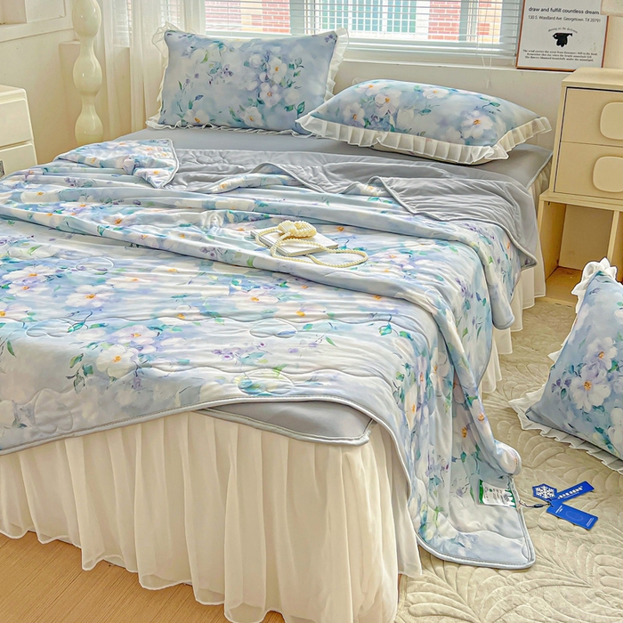 91家纺网 家纺一手货源 找家纺 栩裕纺织 2026新款（常年不断货）夏被凉感丝包边夏凉被跑量款空调被礼品被 柔情似水