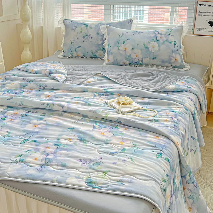 91家纺网 家纺一手货源 找家纺 栩裕纺织 2026新款（常年不断货）夏被凉感丝包边夏凉被跑量款空调被礼品被 柔情似水