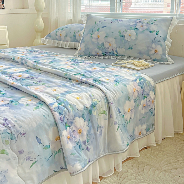 91家纺网 家纺一手货源 找家纺 栩裕纺织 2026新款（常年不断货）夏被凉感丝包边夏凉被跑量款空调被礼品被 柔情似水