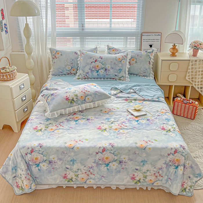 91家纺网 家纺一手货源 找家纺 栩裕纺织 2026新款（常年不断货）夏被凉感丝包边夏凉被跑量款空调被礼品被 丽莎庄园