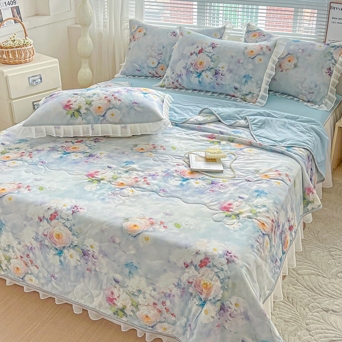 91家纺网 家纺一手货源 找家纺 栩裕纺织 2026新款（常年不断货）夏被凉感丝包边夏凉被跑量款空调被礼品被 丽莎庄园