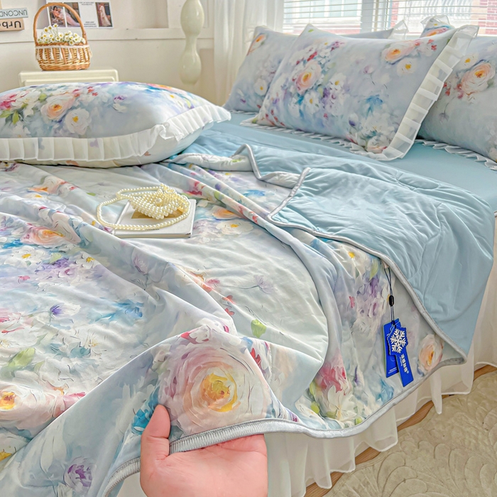 91家纺网 家纺一手货源 找家纺 栩裕纺织 2026新款（常年不断货）夏被凉感丝包边夏凉被跑量款空调被礼品被 丽莎庄园