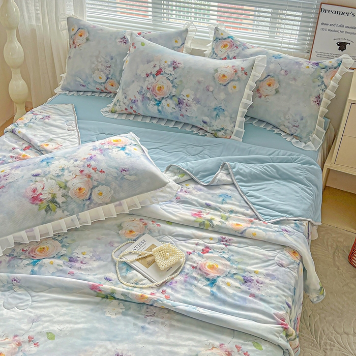 91家纺网 家纺一手货源 找家纺 栩裕纺织 2026新款（常年不断货）夏被凉感丝包边夏凉被跑量款空调被礼品被 丽莎庄园