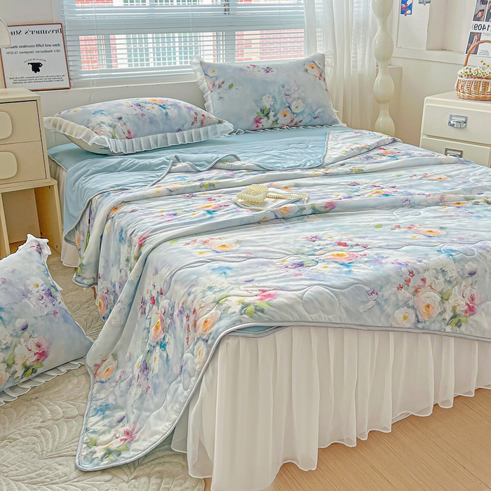 91家纺网 家纺一手货源 找家纺 栩裕纺织 2026新款（常年不断货）夏被凉感丝包边夏凉被跑量款空调被礼品被 丽莎庄园