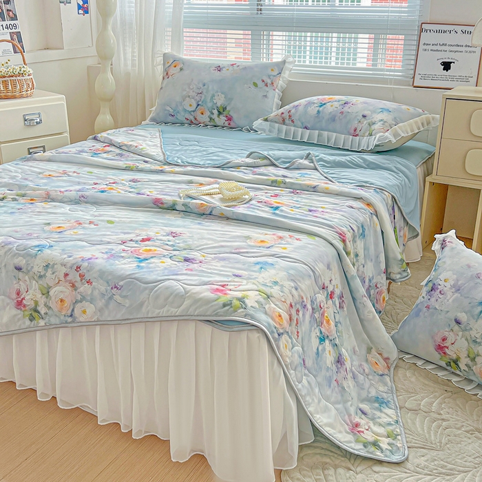 91家纺网 家纺一手货源 找家纺 栩裕纺织 2026新款（常年不断货）夏被凉感丝包边夏凉被跑量款空调被礼品被 丽莎庄园