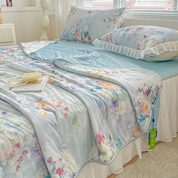 91家纺网 家纺一手货源 找家纺 栩裕纺织 2026新款（常年不断货）夏被凉感丝包边夏凉被跑量款空调被礼品被 丽莎庄园