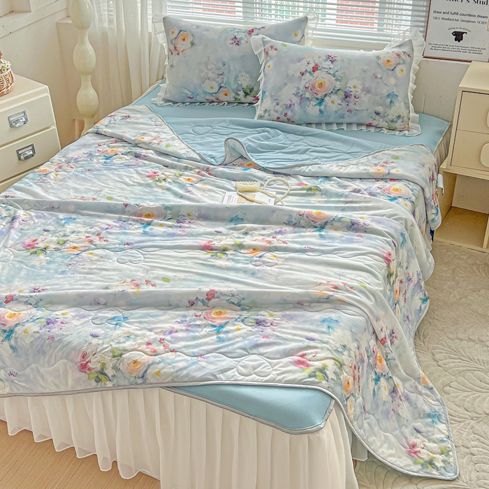 91家纺网 家纺一手货源 找家纺 栩裕纺织 2026新款（常年不断货）夏被凉感丝包边夏凉被跑量款空调被礼品被 丽莎庄园