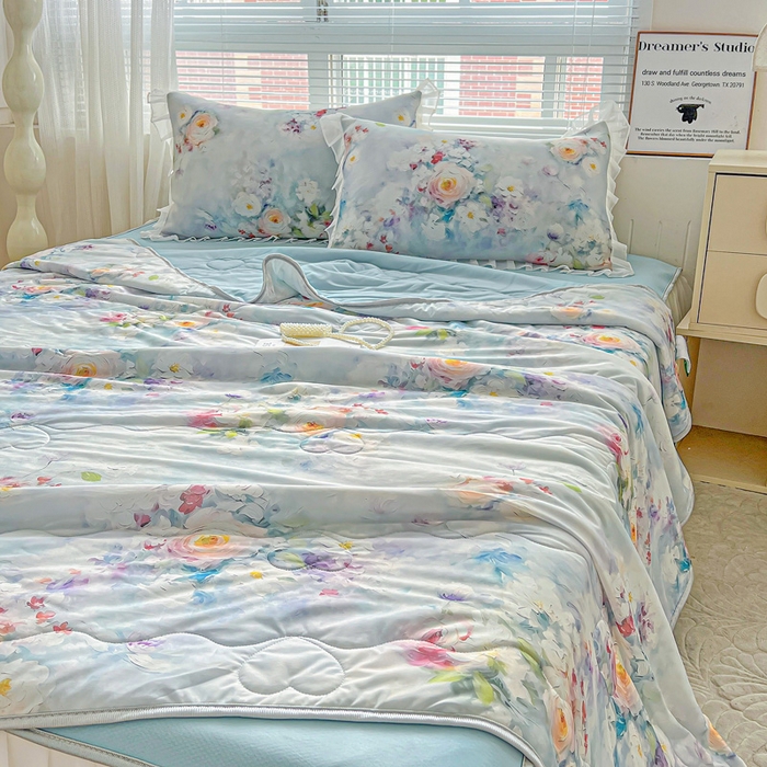 91家纺网 家纺一手货源 找家纺 栩裕纺织 2026新款（常年不断货）夏被凉感丝包边夏凉被跑量款空调被礼品被 丽莎庄园